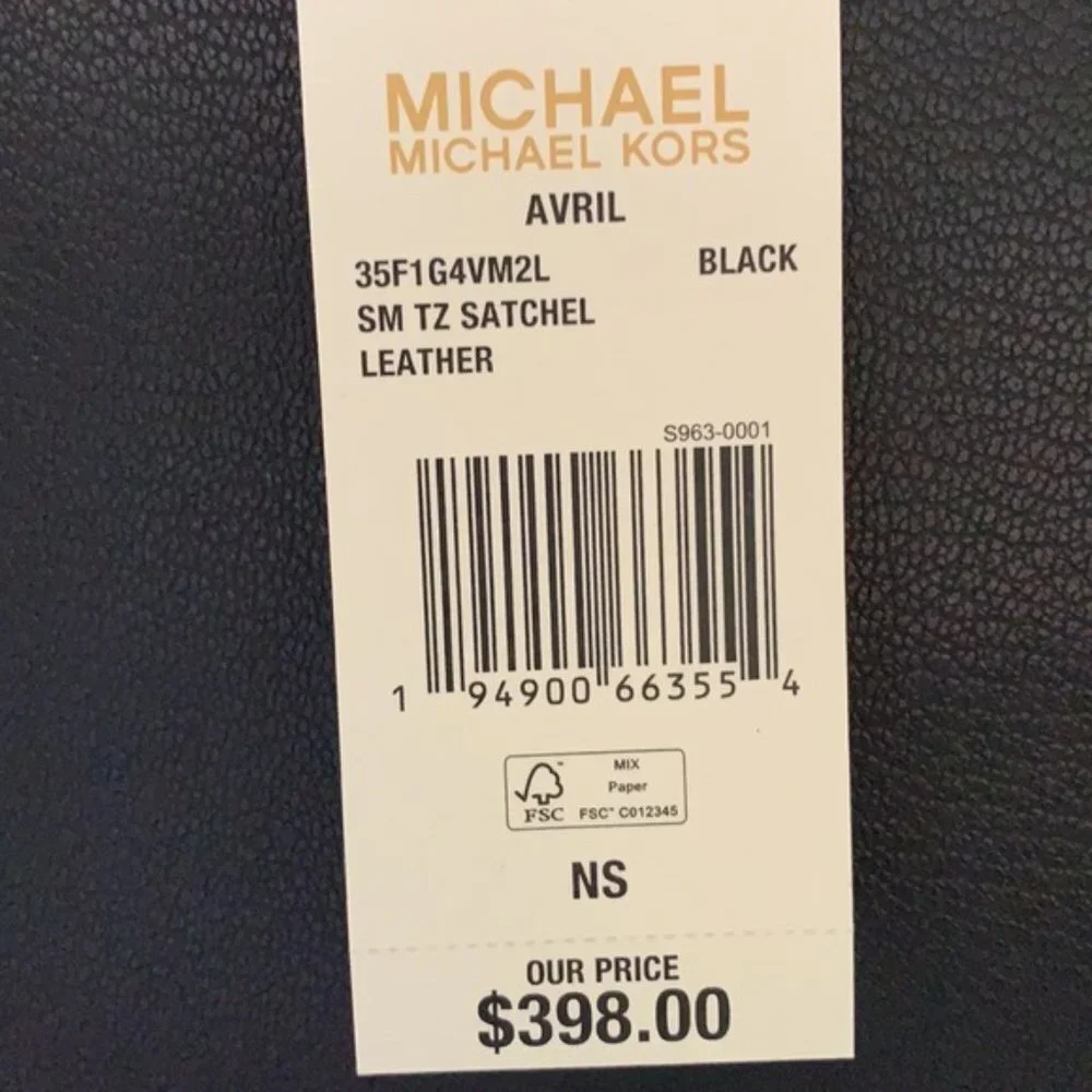 Michael Kors Avril Small Leather Top-Zip Satchel Black color
